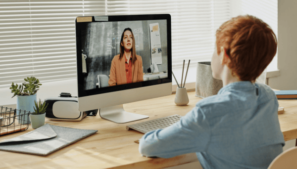 Two people in a virtual meeting